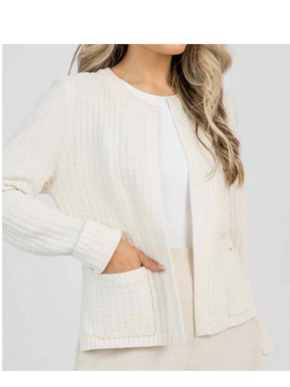 NWT Be Cool Open Knit Ivory Cream Cardigan Sweater